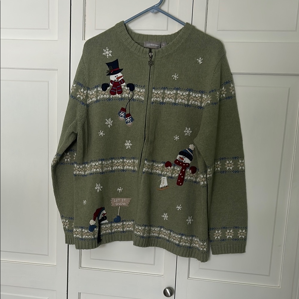 Croft and Barrow 1X Light Green Snowman Sweater